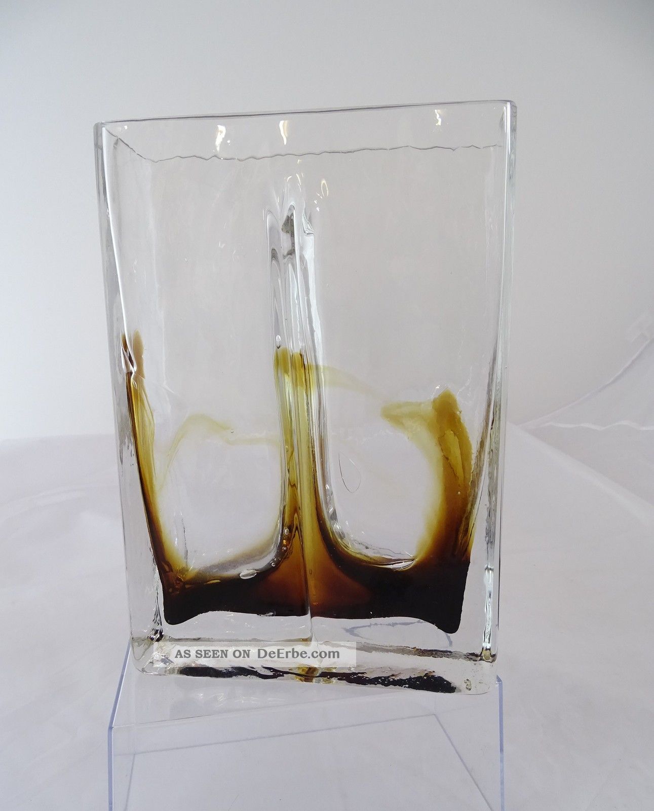 Panton Ära Ausgefallene Doppelwandige Design Vase Glas Blumenvase Blockvase 70er 1970-1979 Bild