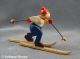 Erzgebirge Volkskunst Kleine Alte Holzfigur Skiläufer Skifahrer 4,  5 Cm Objekte nach 1945 Bild 1