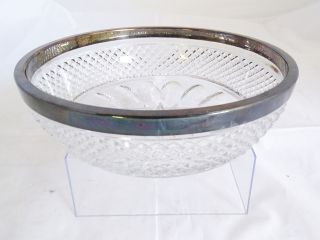 Ausgefallene Antike Spahr Blei Kristall Glas Schale Mit 1000er Silber Montur Bild