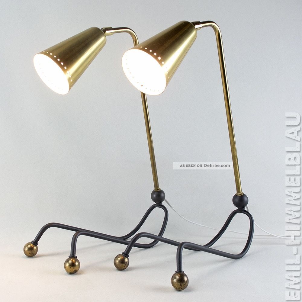 Paar Lampen Messing Leuchte Lamp 50s Tisch Mid Century Stilnovo Vintage 1950-1959 Bild