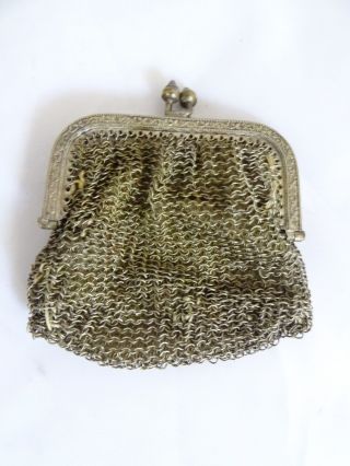 Seltener Miniatur Geldbeutel Alpacca Versilbert Damen Vintage Geldbörse Tasche Bild