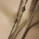 Halskette 925 Silber 92cm Art Deko Design Doppelte Kordelkette Mit Kugeleinlage Schmuck nach Epochen Bild 1