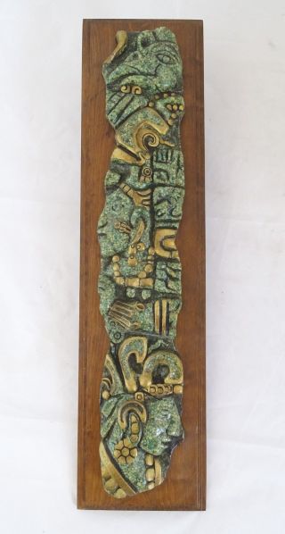 Zarebski Mexico Maya Motiv Relief Skulptur Auf Holzplatte Rarität Bild
