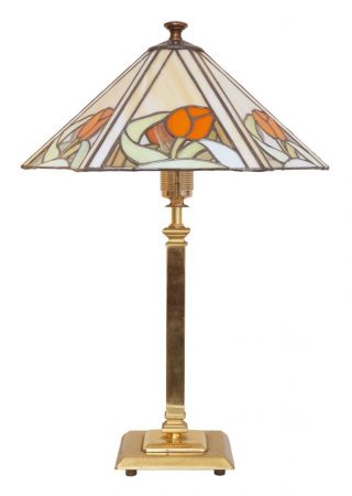 Schöne Jugendstil Tiffany Leuchte Tischlampe Messing Einzelstück Bild