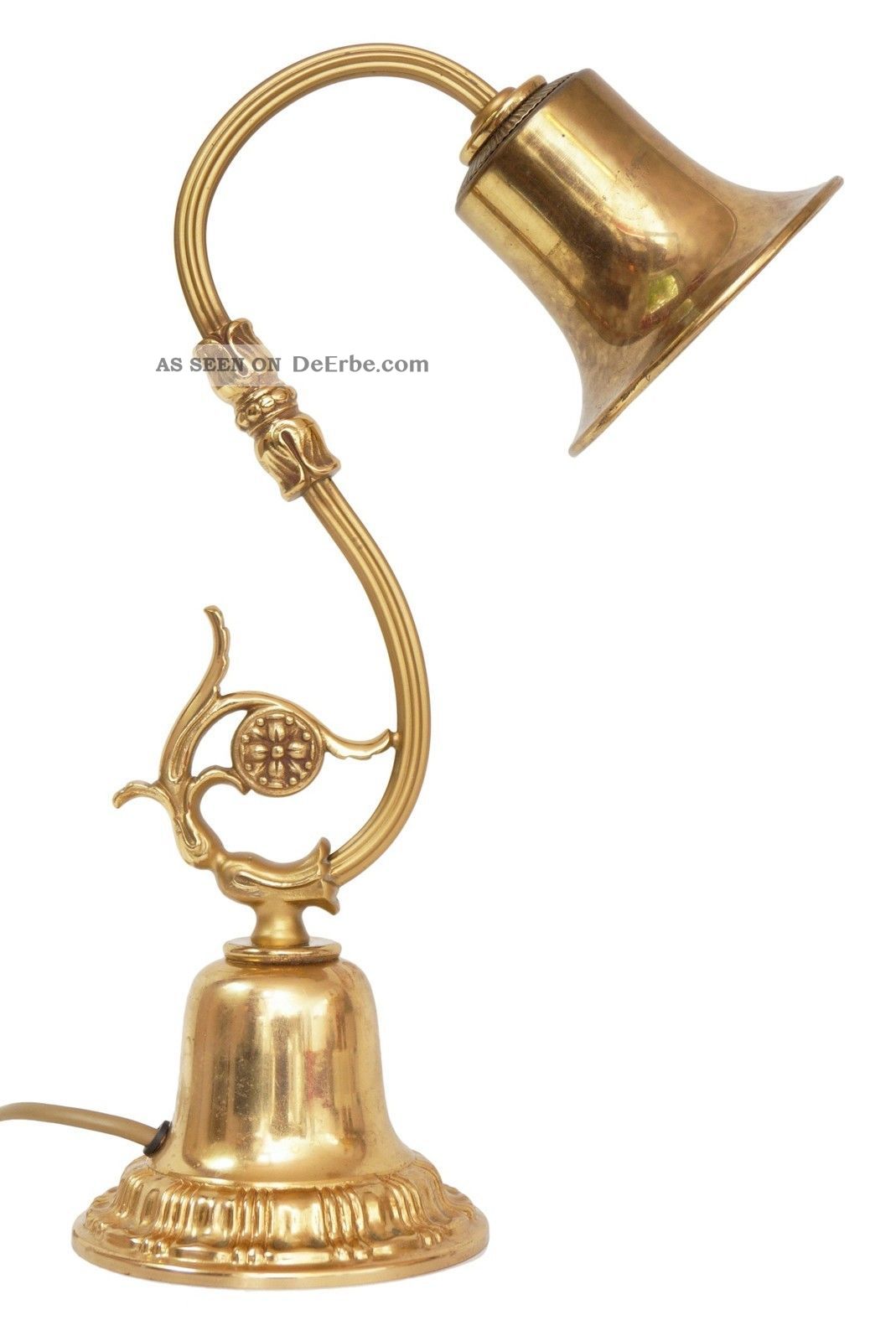 Garantiertes Einzelstück Romantische Jugendstil Nachttischlampe Lampe Messing Gefertigt nach 1945 Bild