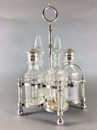Menage - Silber - J.  C.  Osthues,  Münster,  5 Originale Glaseinsätze Bild
