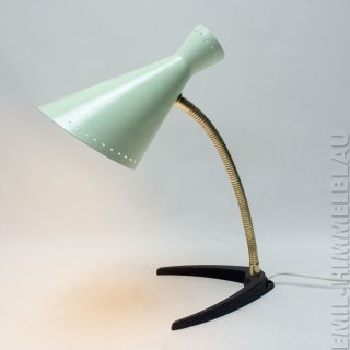 Diabolo Tischlampe 50s Lampe Schwarz GrÜn 50er Vintage Leuchte Desk Lamp Bild