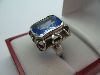 Sehr Schöner 40er Jahre Ring Aus 835 Silber Mit Blauem Stein Bild
