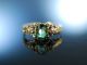 Um 1890 Antiker Verlobungs Ring Gold 585 Turmalin GrÜn Diamant Rosen Engagement Ringe Bild 2