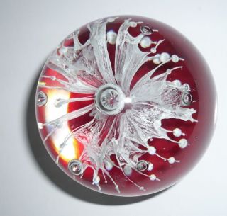 Kristall - Glas - Kugel Rot,  Briefbeschwerer,  Paperweight,  623 Gr.  Rot Dekokugel Bild