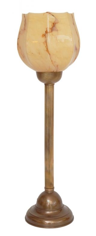 Zierliche Art Déco Tischlampe Tischleuchte Messing Opalglas 1930 Bild