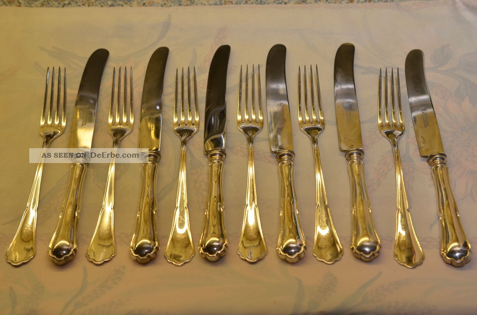 Altes 6 Personen Essbesteck J.  A.  Henckels Zwillingswerk Silber 800 Objekte vor 1945 Bild