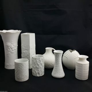 Vasen Sammlung Bisquit Porzellan Weiß Op Art Rosenthal Hutschenreuther Thomas Bild