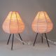 Paar Tisch Lampe Bast Leuchte Lamp 50s Nachttisch Tripod Rockabilly Vintage 1950-1959 Bild 6