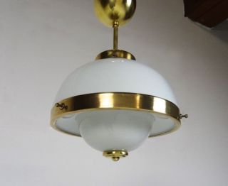 Art Deco Leuchter Deckenlampe Bauhaus 1930 Messing & Glas LÜster Bild