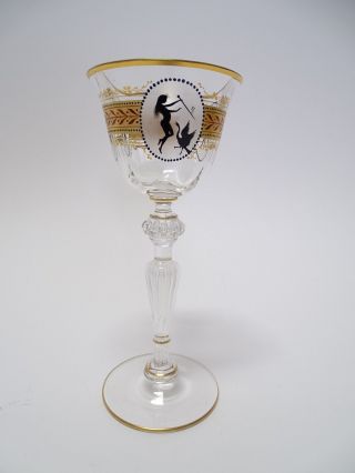 Seltenes Antikes Weißweinglas Mit Scherenschnitt Motiven Goldrand Wein Glas Bild