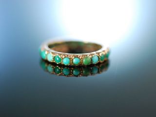 Antiker TÜrkis Ring Gold 585 England Um 1890 Victorian Turquoise Eternity Ring Bild