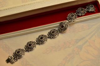 Schönes Altes Ausgefallenes Granat Armband Silber 835 Bild