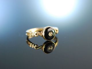 Erinnerungsring England Um 1850 Liebes Ring Gold 375 Diamant Onyx Bild