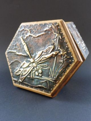 Jugendstil Libelle Dose Dragonfly Wooden Box Natur Floral Alfred Daguet Style Bild