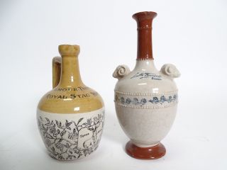 Paar Antike Alkohol Whiskey Sammler Flaschen Kannen Keramik Ausgefallenes Design Bild