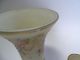 Ältere Glas Vase Und Kerzenhalter Mit Blumendekor Und Goldrand Verziert Dekorglas Bild 3