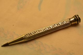 Alter Antiker Verzierter Bleistift Drehbleistift Silber 900 Bild
