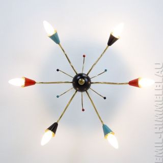 Sputnik 6 - Armig Decken Pendel Lampe 50er Rot Schwarz Spinne Rockabilly Vintage Bild