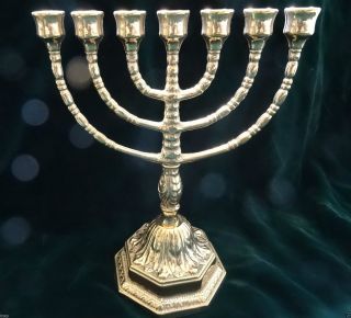 Ebraico 7 Armiger Kerzenleuchter 100 Messing Kandelaber Jüdische Menora 22cm Bild