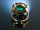 Wien Um 1880 Grosser Ring Antik Gold 585 Diamant Rosen GrÜne Glas Paste Antique Ringe Bild 3