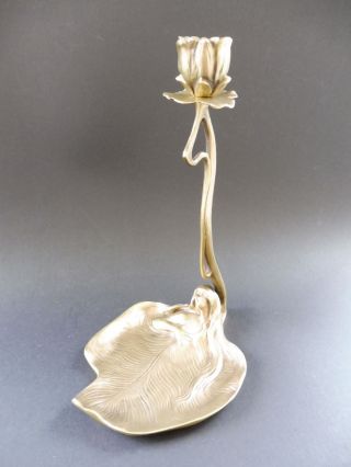 Wiener Bronze Bermann Jugendstil Maiden Leuchter Seerose Lily Art Nouveau Kj Wmf Bild