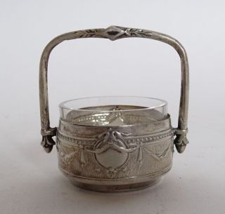Antike Empire Saliere Salzgefäß Gewürzgefäß Metall Mglw.  Silber Mit Glaseinsatz Bild
