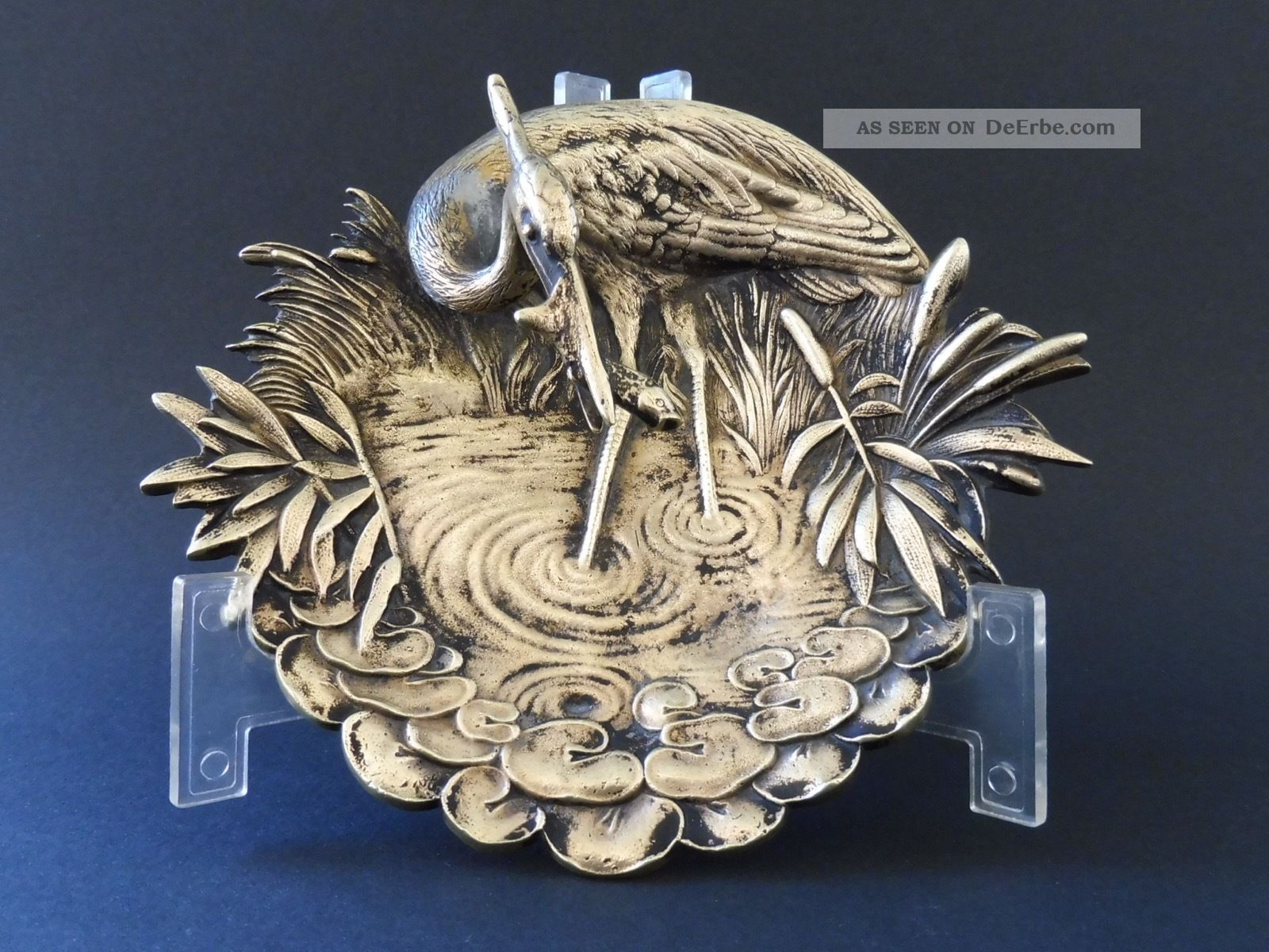 : Jugendstil Wiener Bronze Fischreiher Heron Vogel Art Nouveau Visitenkarte Bowl 1890-1919, Jugendstil Bild