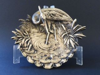 : Jugendstil Wiener Bronze Fischreiher Heron Vogel Art Nouveau Visitenkarte Bowl Bild