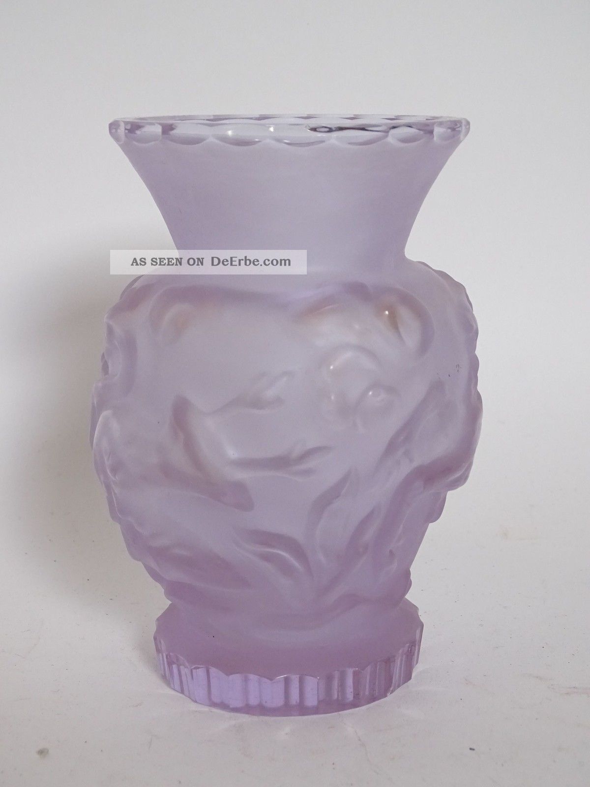 Seltene Ausgefallene Design Glas Vase Mit Hirsch Vogel Umkreis Lalique Sammlerglas Bild