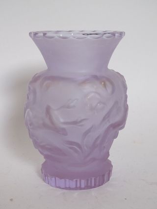 Seltene Ausgefallene Design Glas Vase Mit Hirsch Vogel Umkreis Lalique Bild