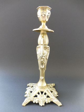 :: Jugendstil Marabu Leuchter Marabou Candlestick Art Nouveau Bronze Brass Bird Bild