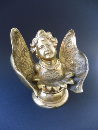 Großes Tintenfass Elfe Jugendstil Schmetterling Elf Inkwell Art Nouveau Bronze Bild