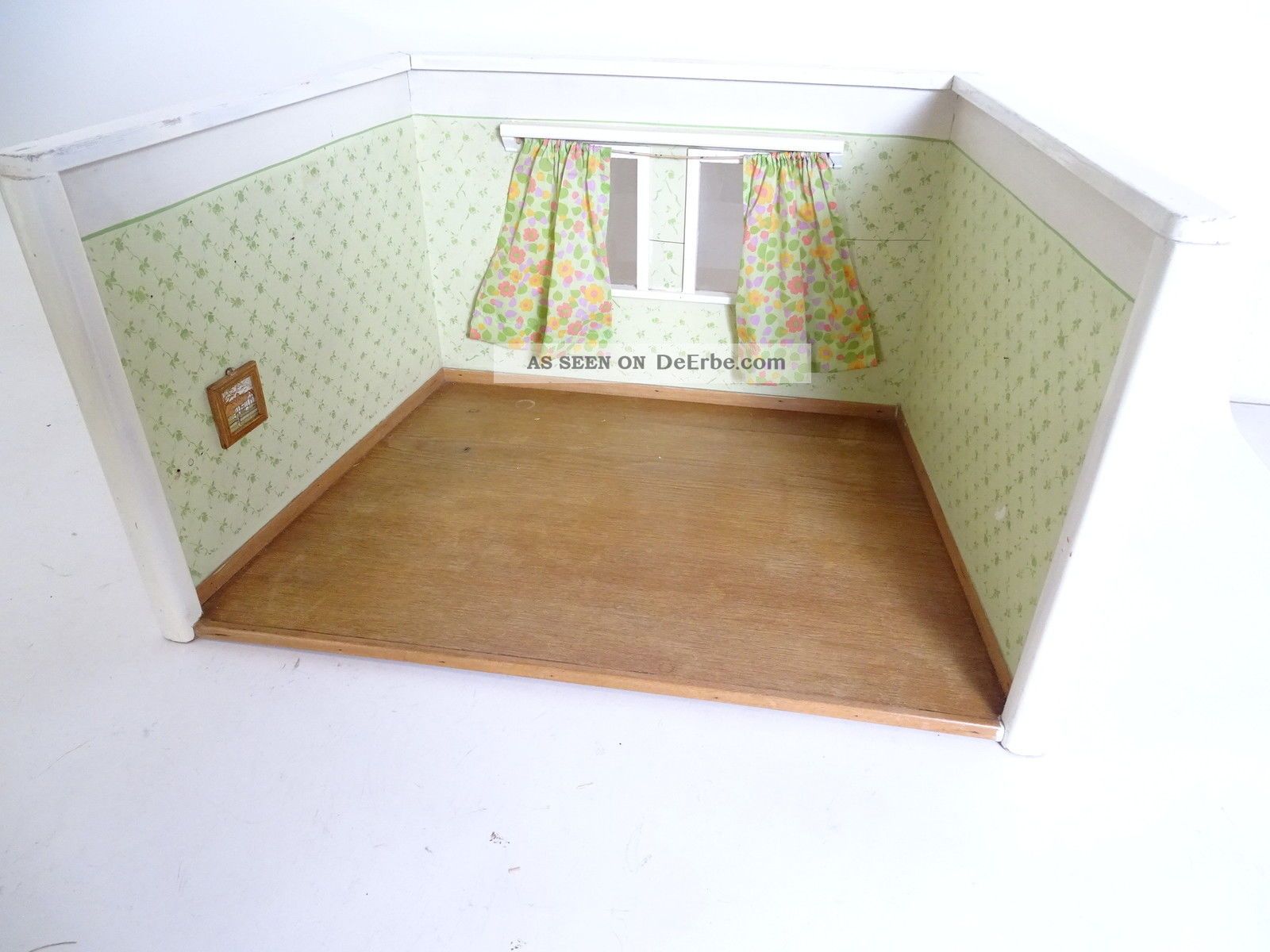 Antike Puppenstube Puppenhaus Gehäuse Mit Vorhängen Holzgehäuse Puppenstuben & -häuser Bild