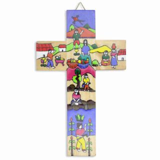Kinderkreuz / Wandkreuz Aus El Salvador Kinder Bunt Bemalt Holz 15 X 9 Cm Bild