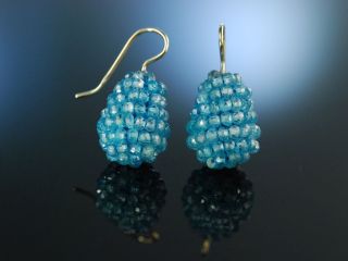 Stylish Blue Agate Earrings Ohrringe Gold 585 Blau Achate Bild