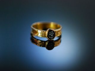 Antiker Verlobungs Engagement Ring England Um 1880 Gold 585 Achat Kamee Cameo Bild