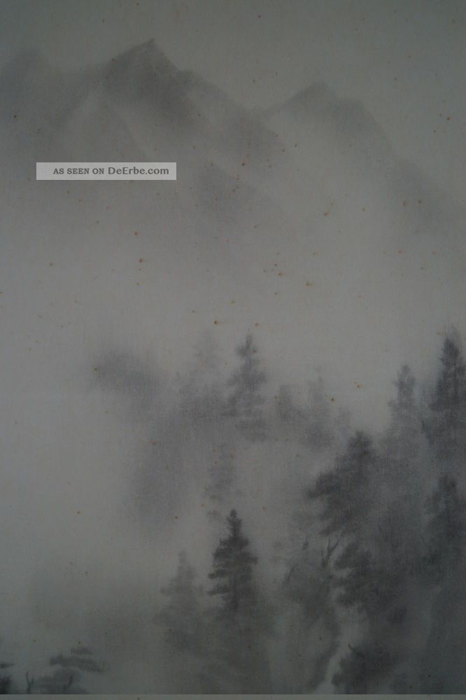 Antikes Japanisches Rollbild Kakejiku Nebellandschaft Japan Scroll 3454 Asiatika: Japan Bild