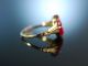 Charming Cameo Antiker Intaglio Ring Verneuil Rubin Gold 585 England Um 1910 Ringe Bild 3