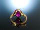 Charming Cameo Antiker Intaglio Ring Verneuil Rubin Gold 585 England Um 1910 Ringe Bild 4