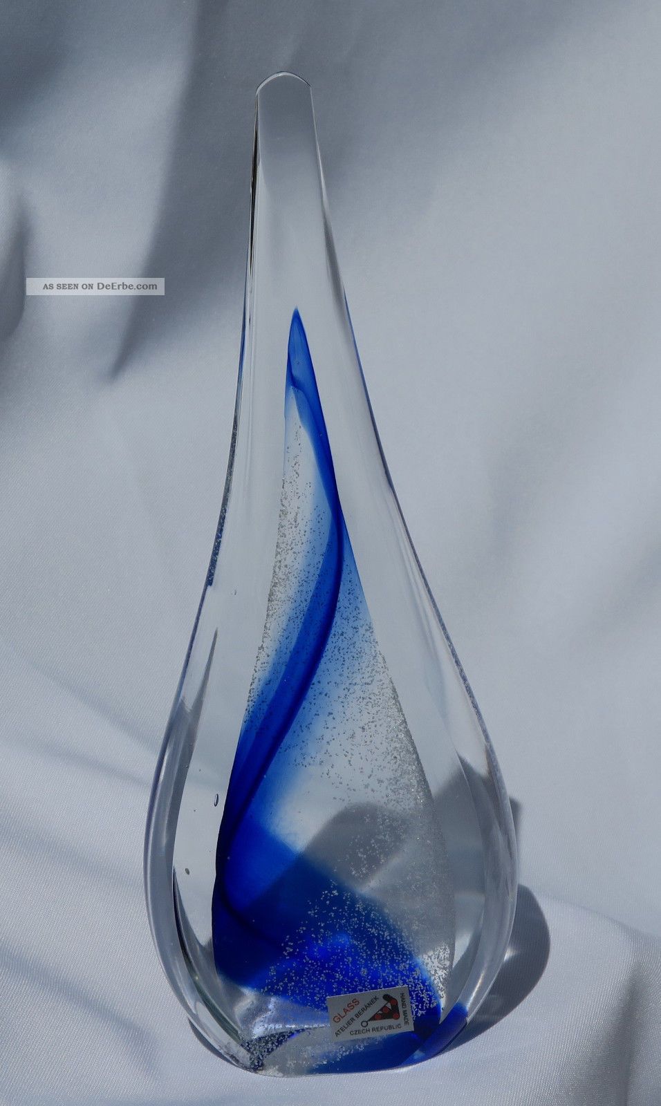 Briefbeschwerer/gasobjekt In Tropfenform,  24,  5 Cm,  Blau Mit Bläschen Dekorglas Bild