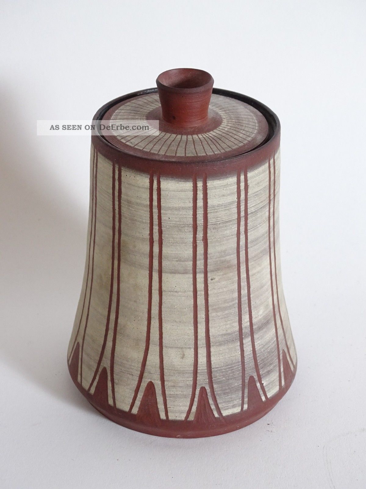 Mid Century 50er Jahre Studio Design Keramik Deckel Vase Ausgefallenes Design 1950-1959 Bild