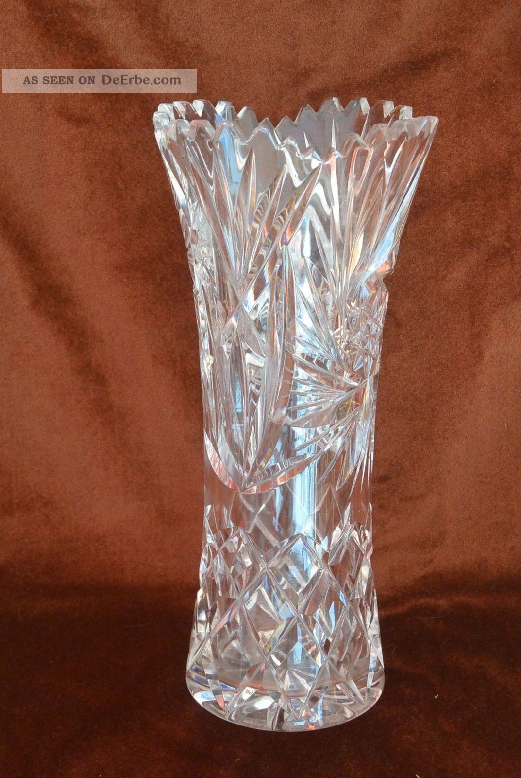 Bleikristall Vase Gezackter Rand - Toller Schliff - Schwer - 29cm Kristall Bild