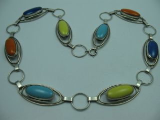 Fischland Schmuck Sehr Seltene Halskette Aus 835 Silber Mit Emaille Bild