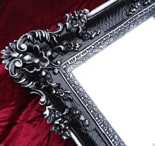 Xxl Renaissance Wandspiegel Schwarz Silber Barock Wanddeko Repro Spiegel 96x57 2 Bild